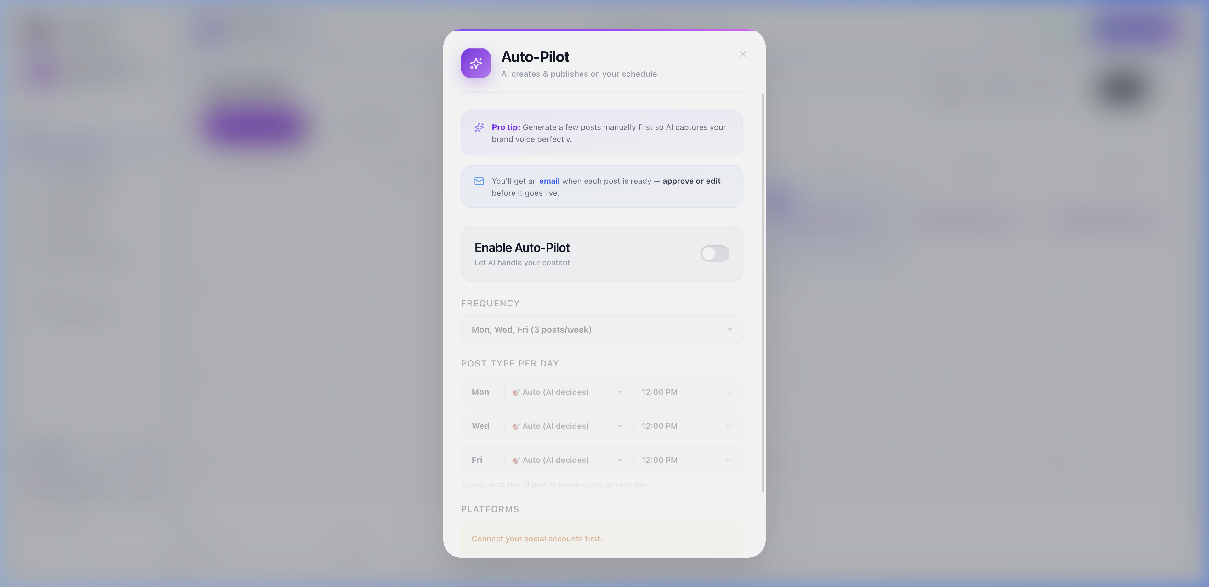 Configurazione Auto-Pilot