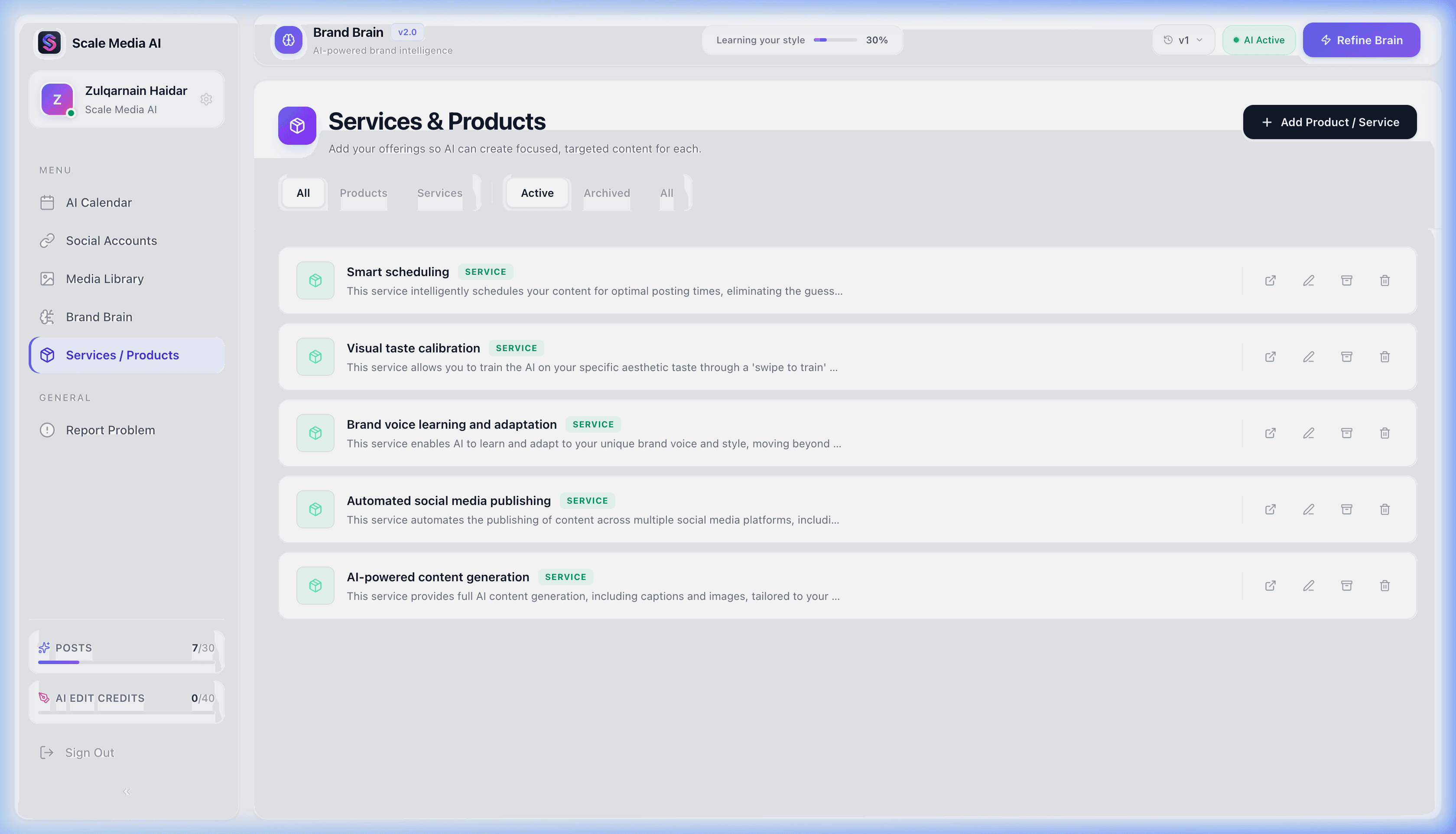 Services Dashboard
