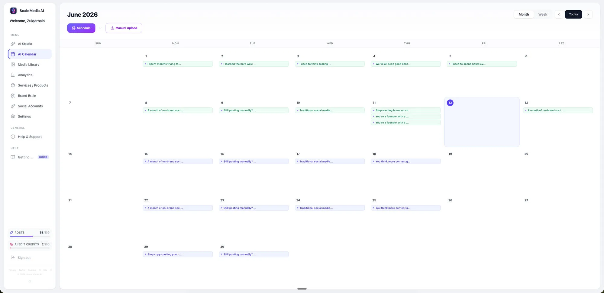 AI Kalender — dein Monat auf einen Blick